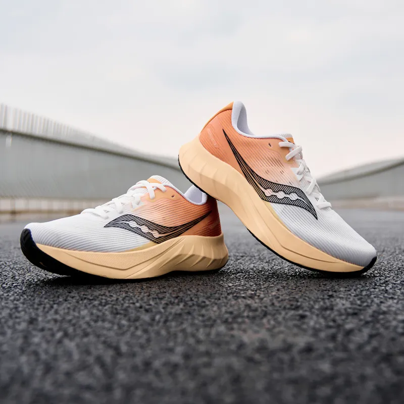 Saucony Low Top Running Shoes Men's White Orange Black-5