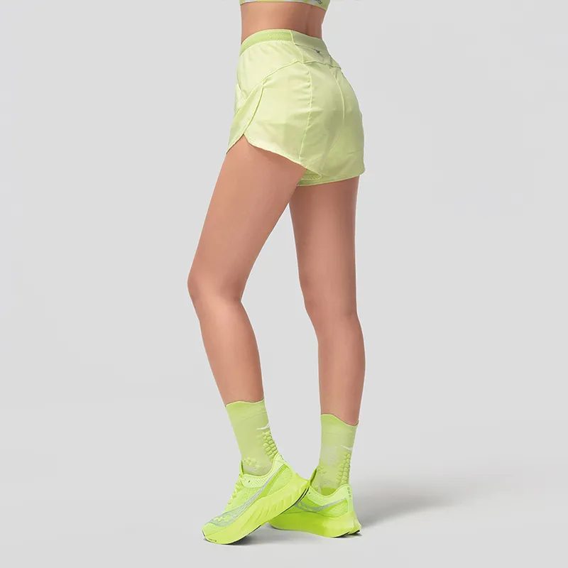 Saucony Casual Shorts Women's Light Neon Yellow Green-4