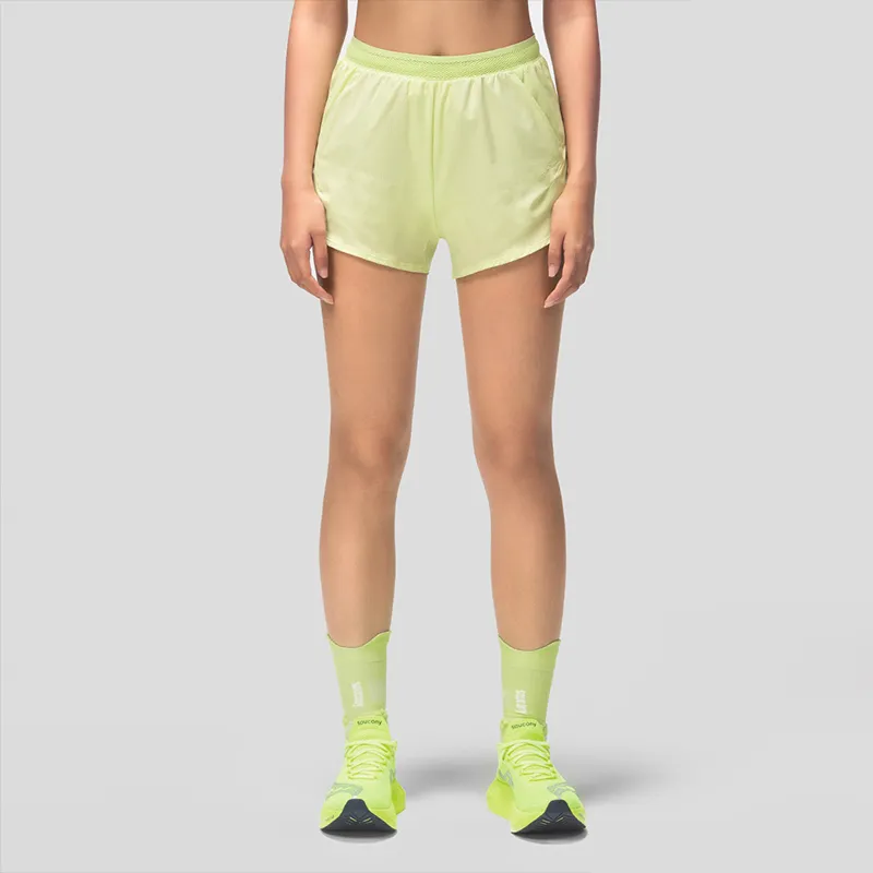 Saucony Casual Shorts Women's Light Neon Yellow Green-2