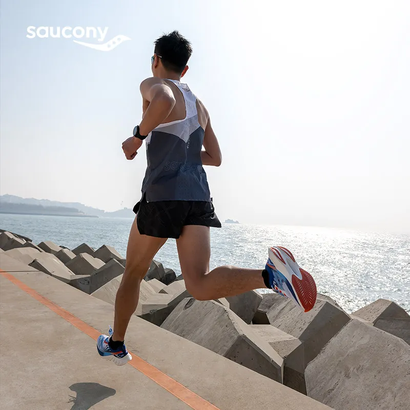 Saucony Endorphin Pro 4 Cushioning Anti Slip And Wear Resistant Low Top Carbon Plate Running Shoes Unisex White Blue-5