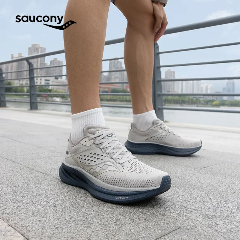 Saucony RIDE 17 Cushioning Low Top Running Shoes Men's Light Gray-9