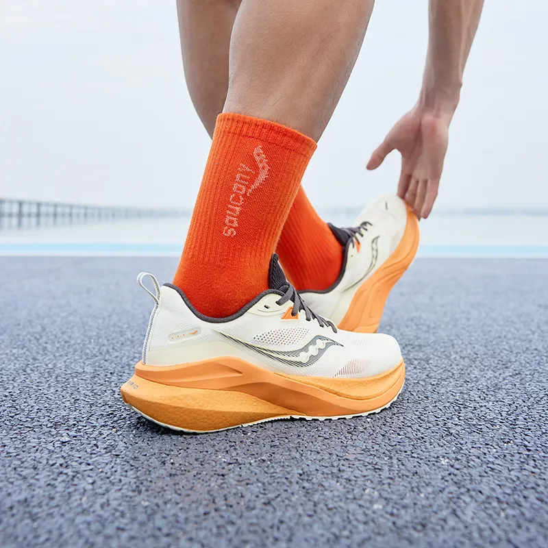Saucony MARSHAL Slip Resistant Breathable Lightweight Low Top Running Shoes Men's Beige Orange-7