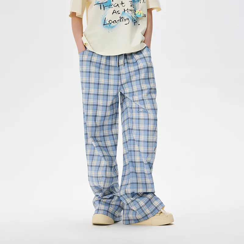 LAMLICKA Casual Pants Unisex Blue-2
