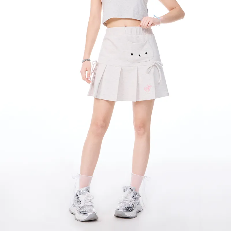 LAMLICKA Casual Short Skirts Women's White Heather Gray-5