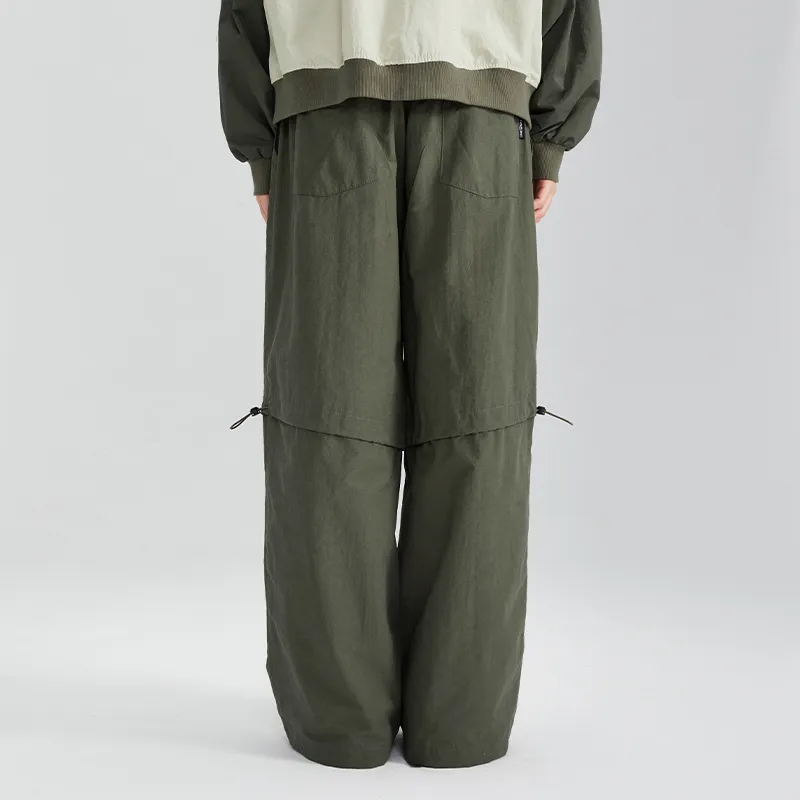 LAMLICKA Loose Fit Straight Casual Pants Unisex Olive-2