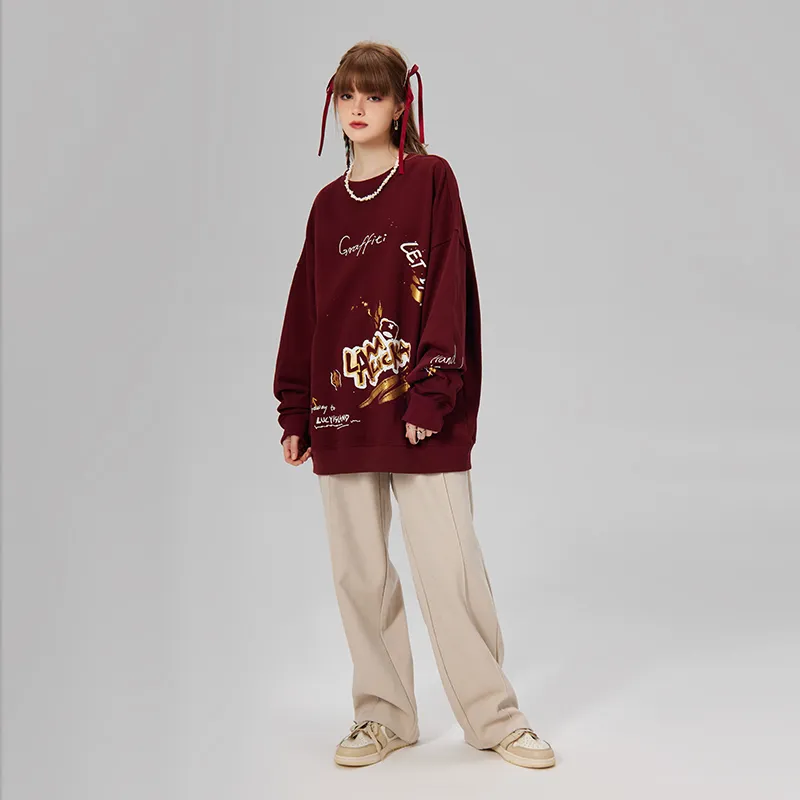 LAMLICKA Sweatshirt Set Unisex Red+Apricot-5