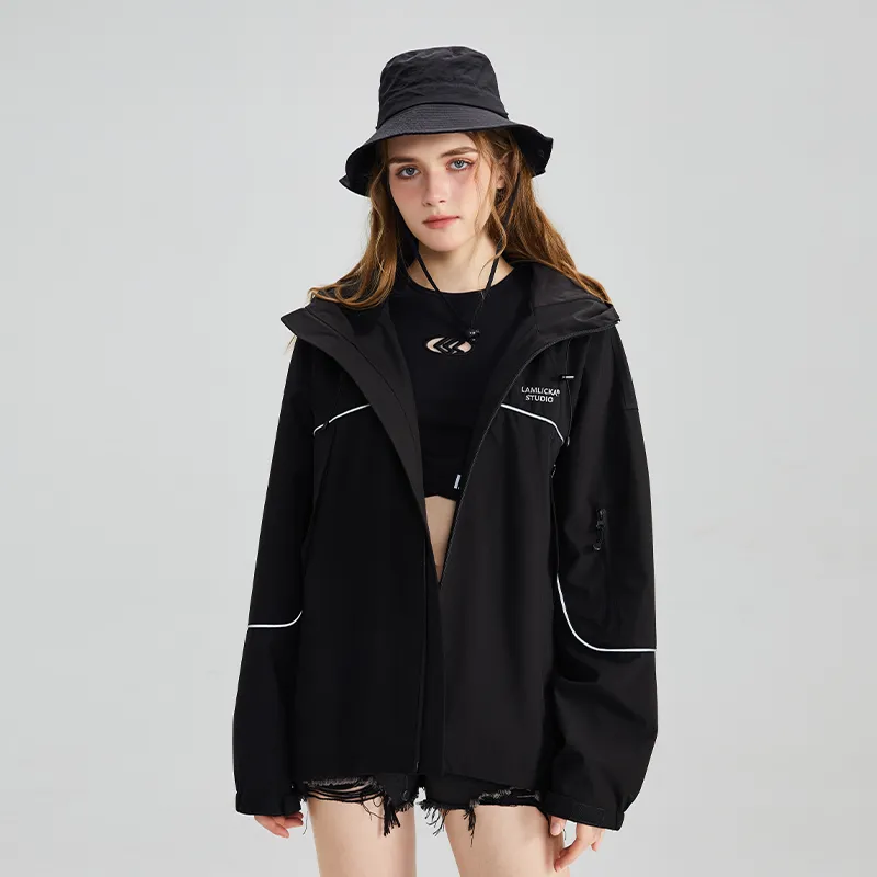 LAMLICKA Trench Coats Unisex Black-7