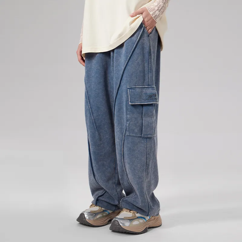 LAMLICKA Casual Pants Unisex Blue-3