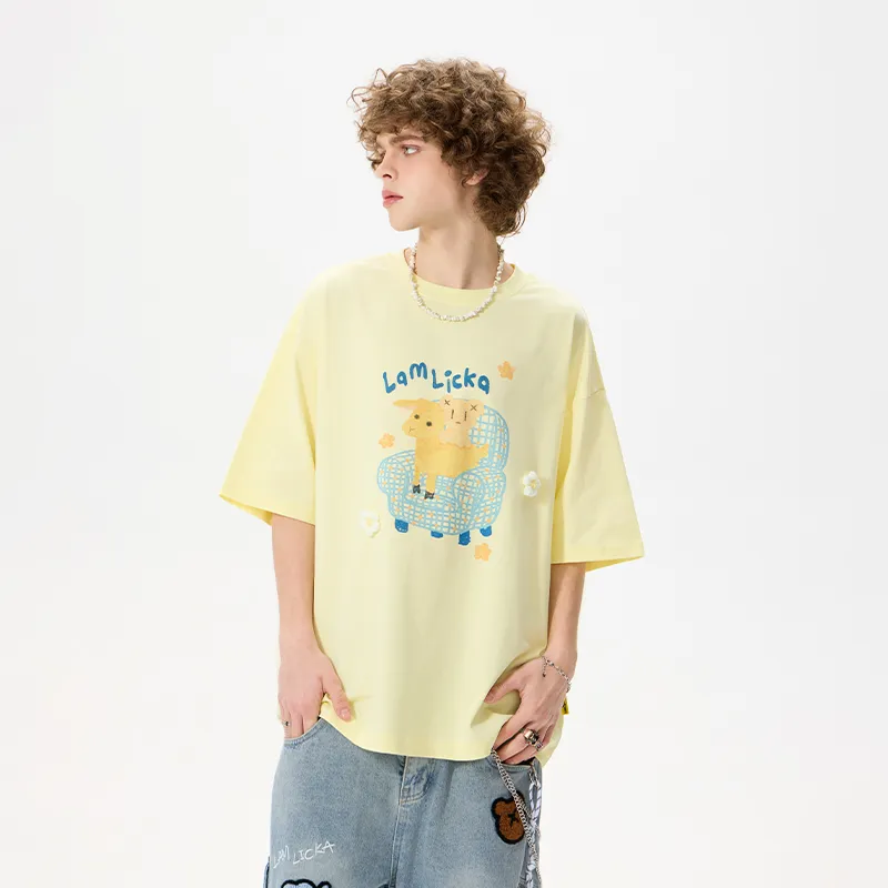 LAMLICKA T Shirts Unisex Light Yellow-2
