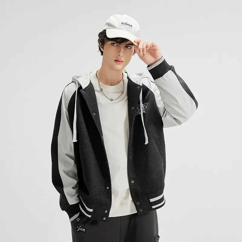 LAMLICKA Baseball Jacket Unisex Dark Gray-4