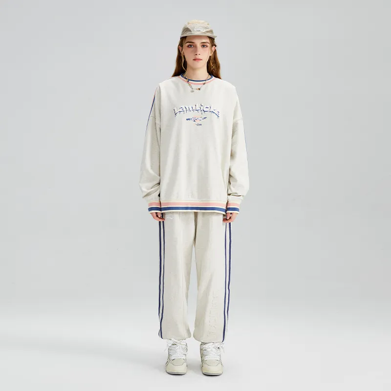 LAMLICKA Knitted Sweatpants Unisex Light Gray-2