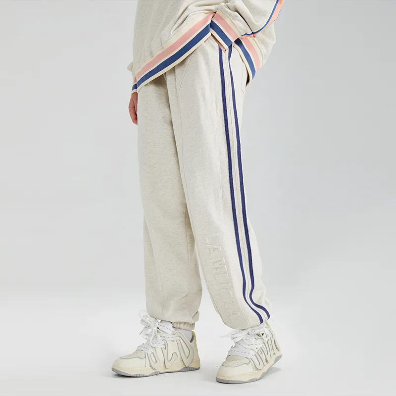 LAMLICKA Knitted Sweatpants Unisex Light Gray-5