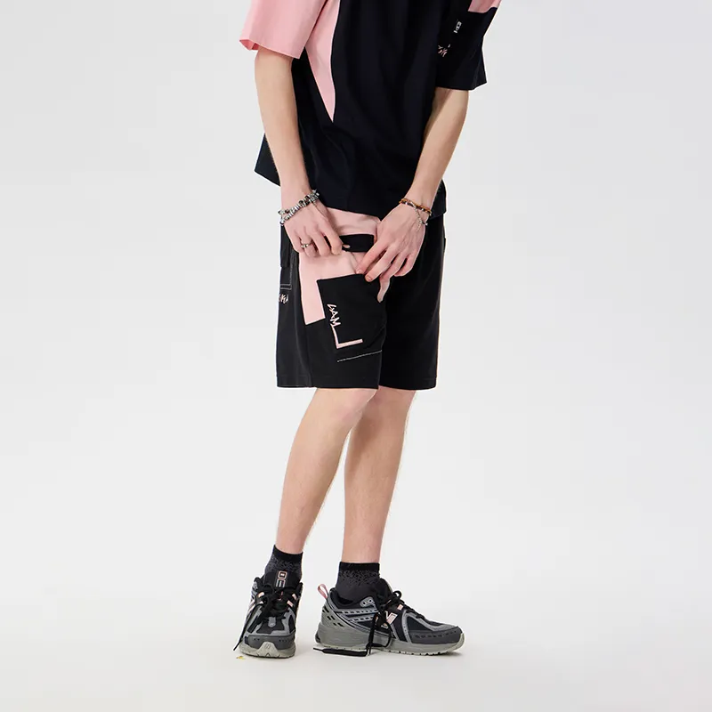 LAMLICKA Casual Shorts Unisex Black Pink-5