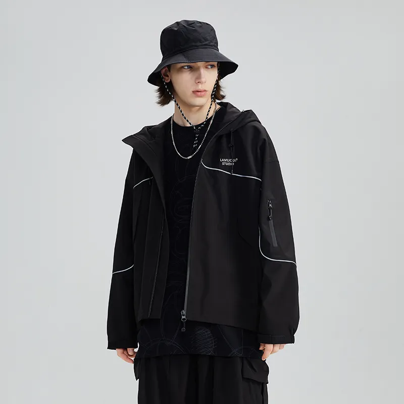 LAMLICKA Trench Coats Unisex Black-4