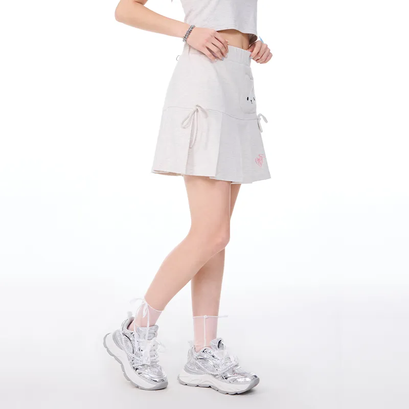 LAMLICKA Casual Short Skirts Women's White Heather Gray-4