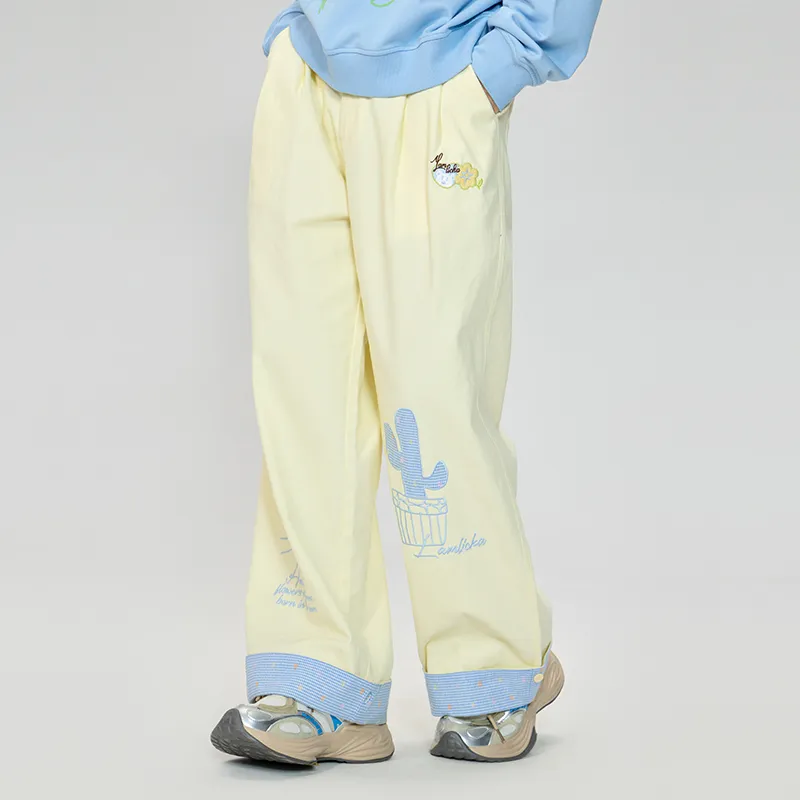 LAMLICKA Casual Pants Unisex Light Yellow-3