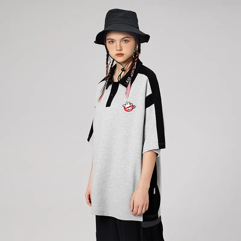 LAMLICKA x AIDEMENG Polo Shirt Unisex Light Gray-4