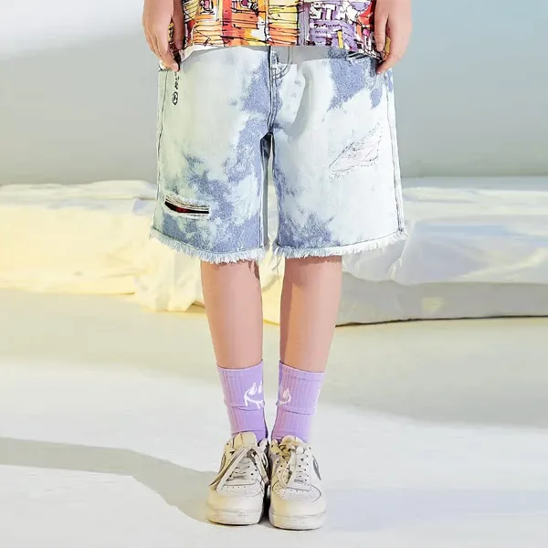 LAMLICKA Denim Shorts Unisex White-9