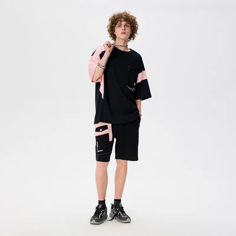 LAMLICKA Casual Shorts Unisex Black Pink-4