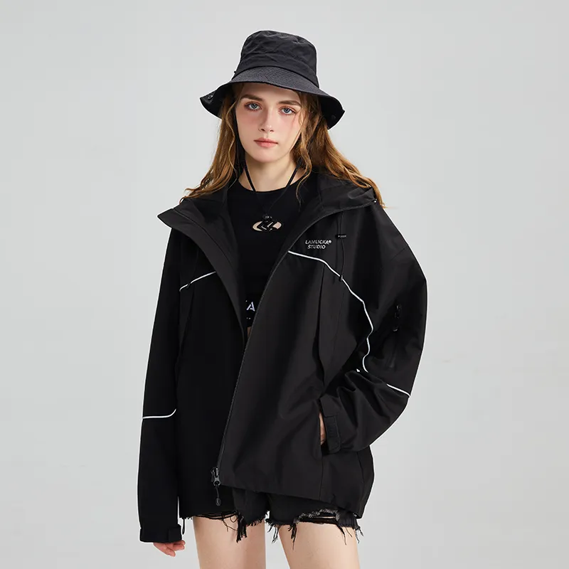 LAMLICKA Trench Coats Unisex Black-6
