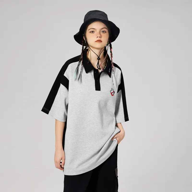 LAMLICKA x AIDEMENG Polo Shirt Unisex Light Gray-5