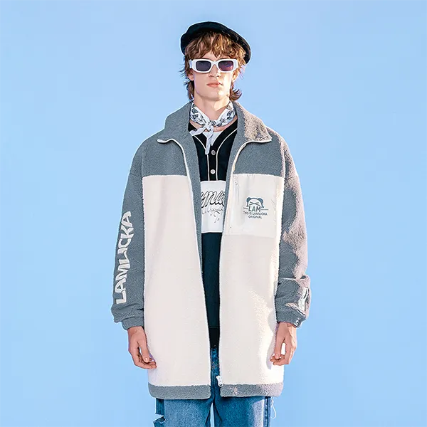 LAMLICKA Velvet feel Coat Unisex Gray-6