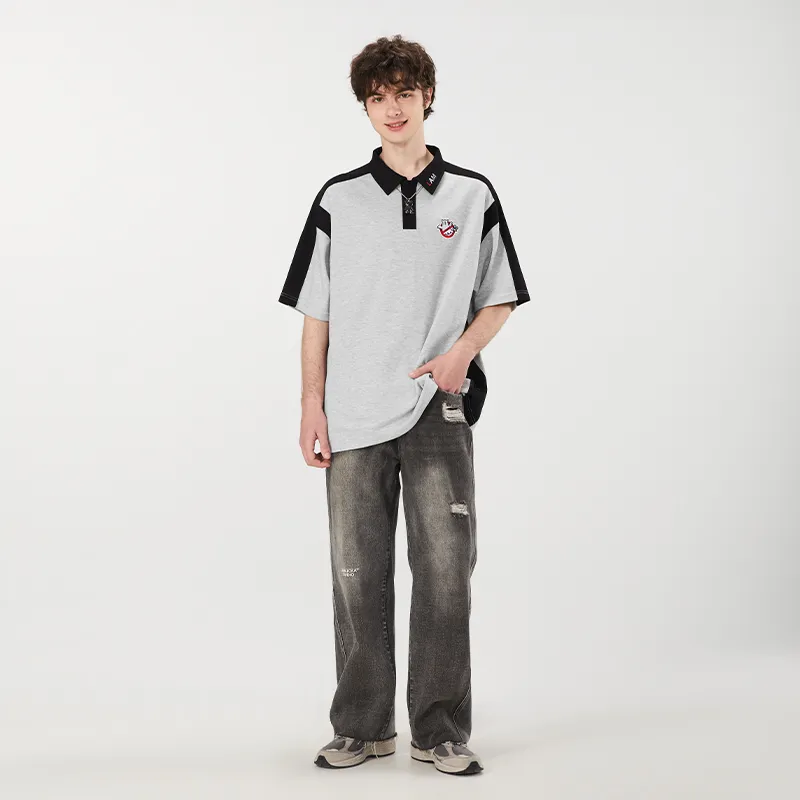 LAMLICKA x AIDEMENG Polo Shirt Unisex Light Gray-6