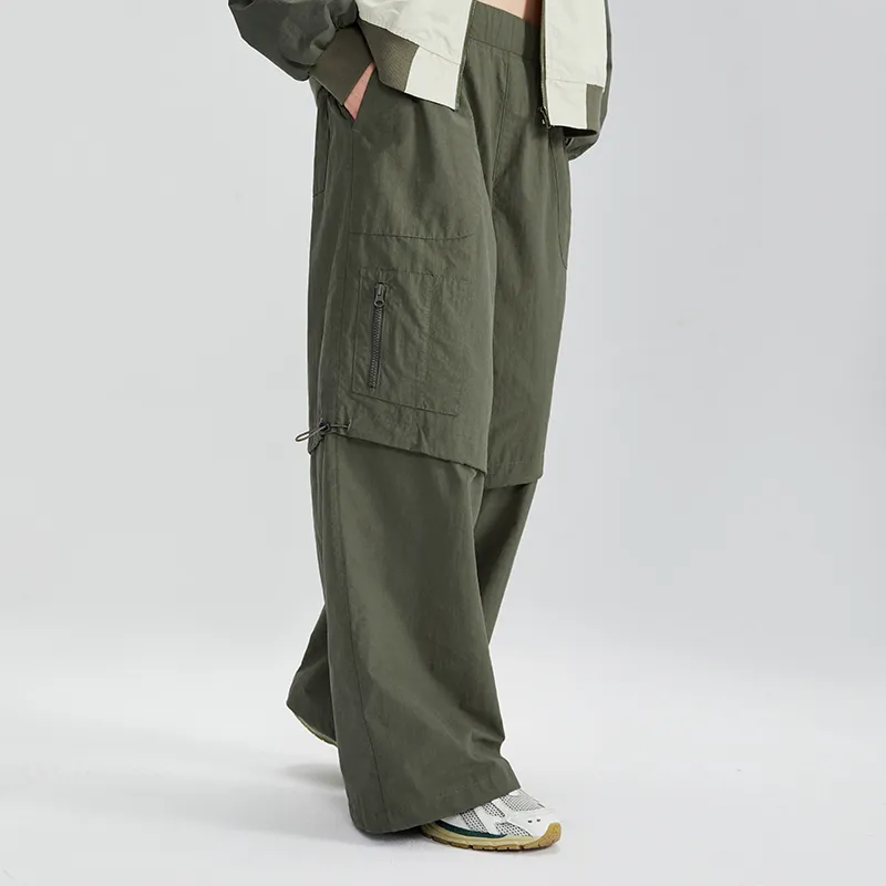LAMLICKA Loose Fit Straight Casual Pants Unisex Olive-5