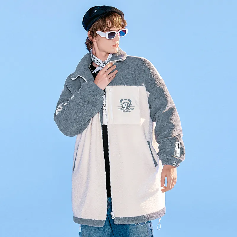 LAMLICKA Velvet feel Coat Unisex Gray-3