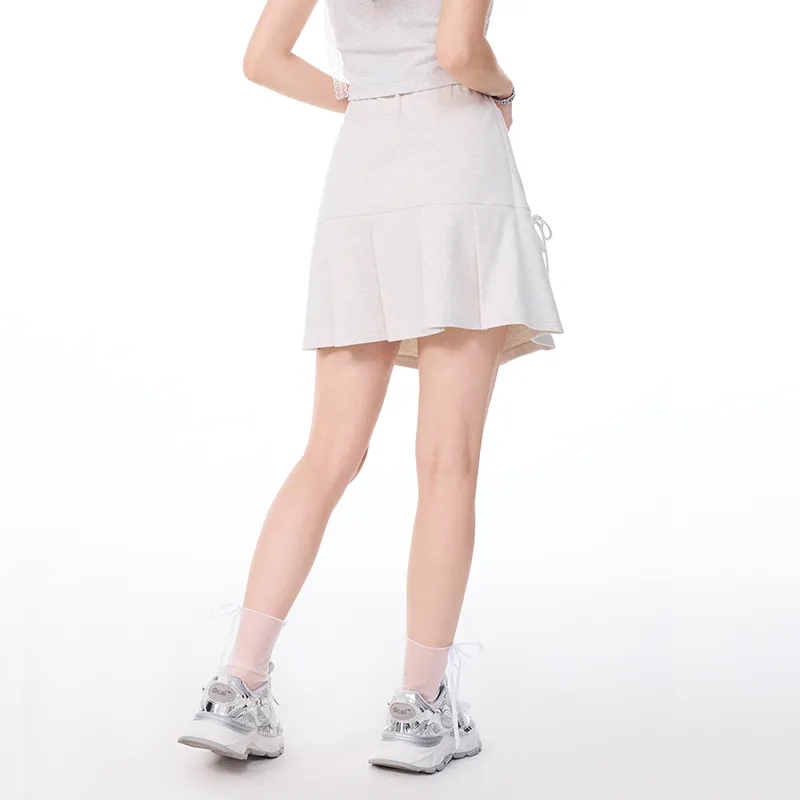 LAMLICKA Casual Short Skirts Women's White Heather Gray-3