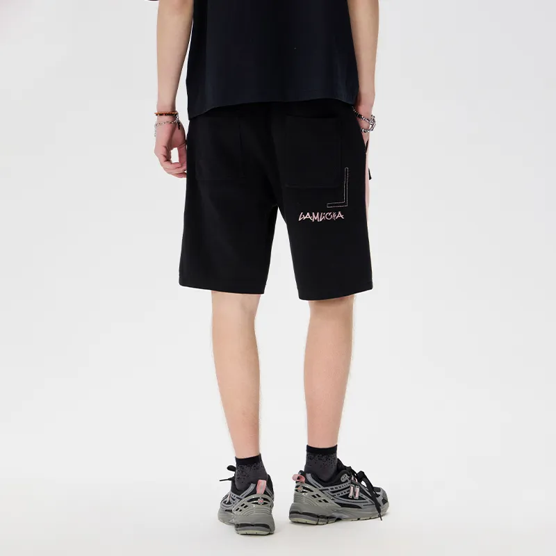 LAMLICKA Casual Shorts Unisex Black Pink-3