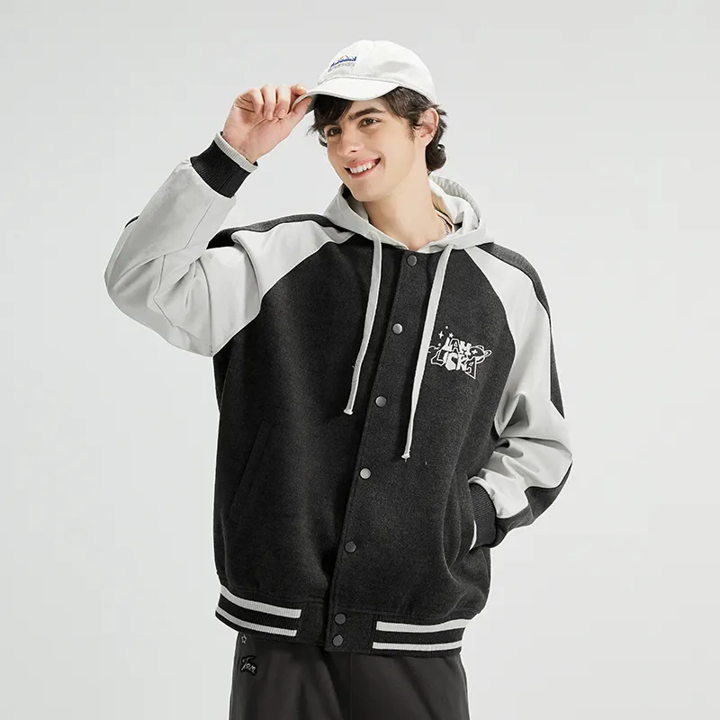 LAMLICKA Baseball Jacket Unisex Dark Gray-5