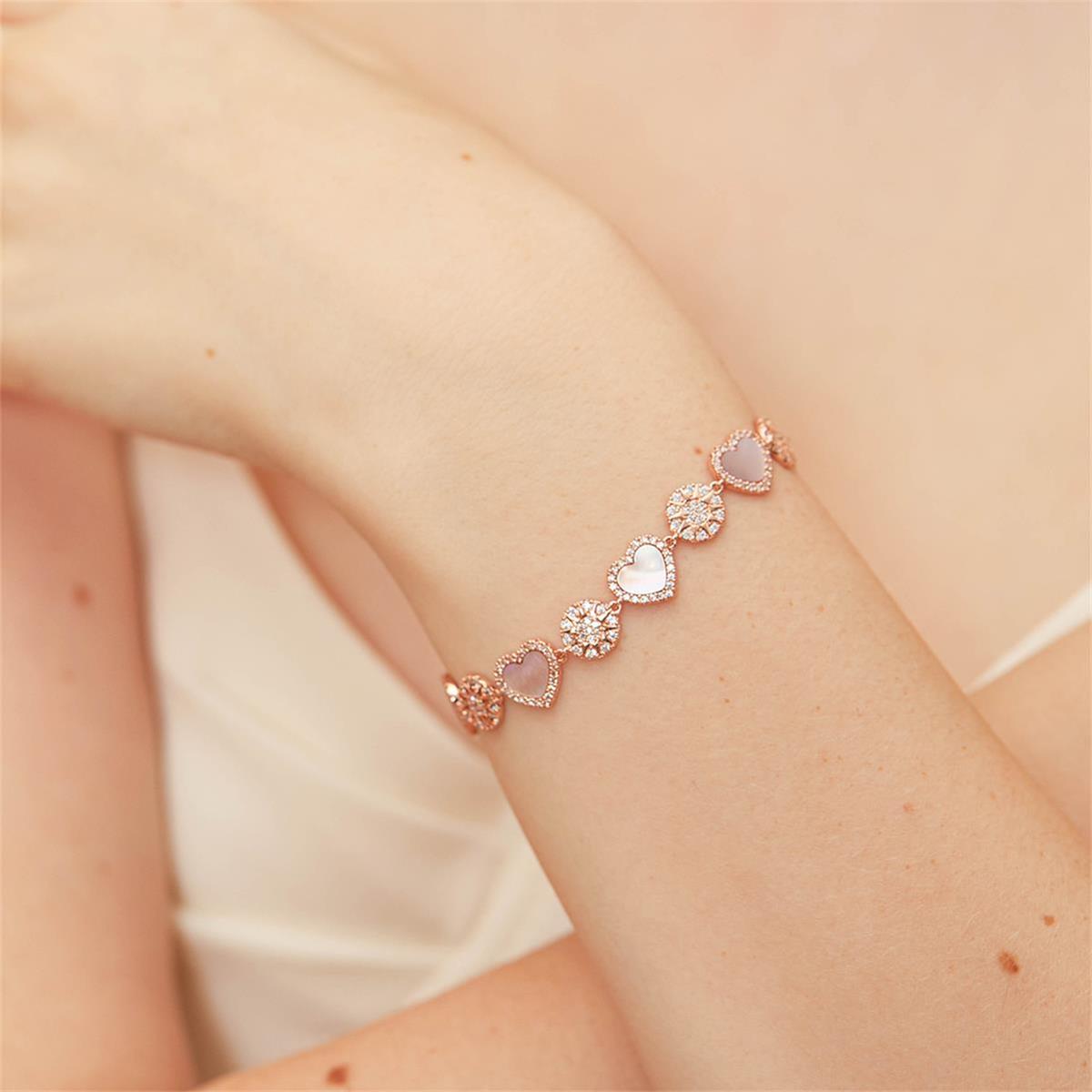 apm monaco Pink Nacre Heart & Dot Adjustable Bracelet - POIZON