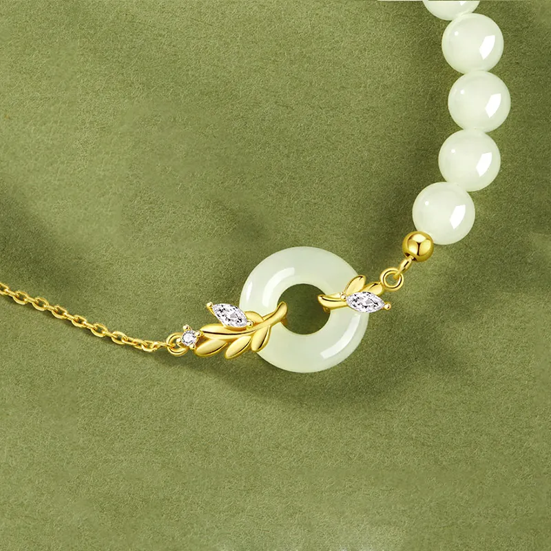 Mom's Gift Bracelets Pale Greenish White Jade Women's-5