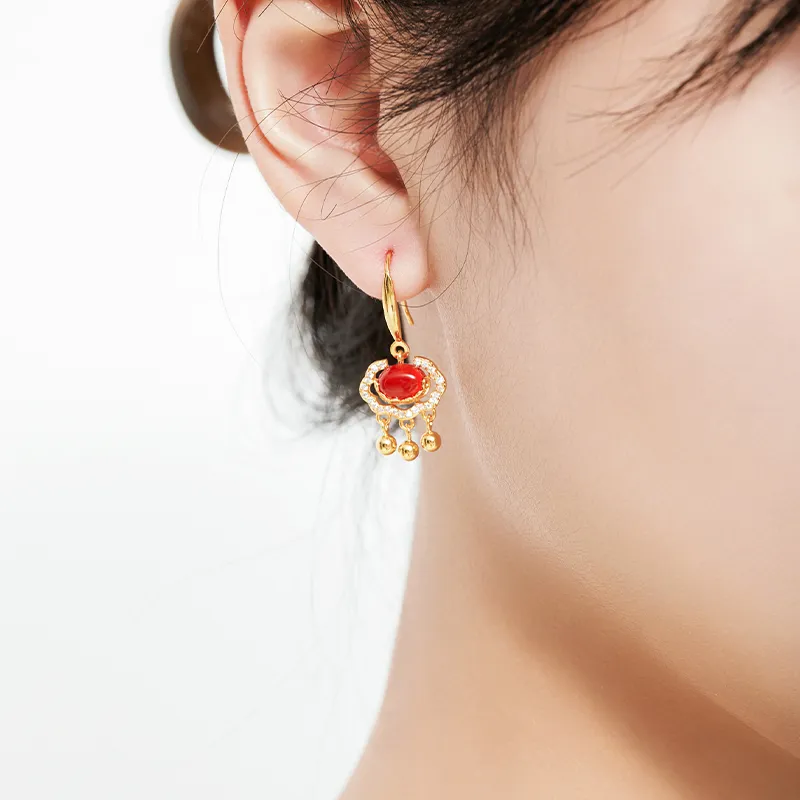 Mom's Gift Agate Jade Earrings Women's-7
