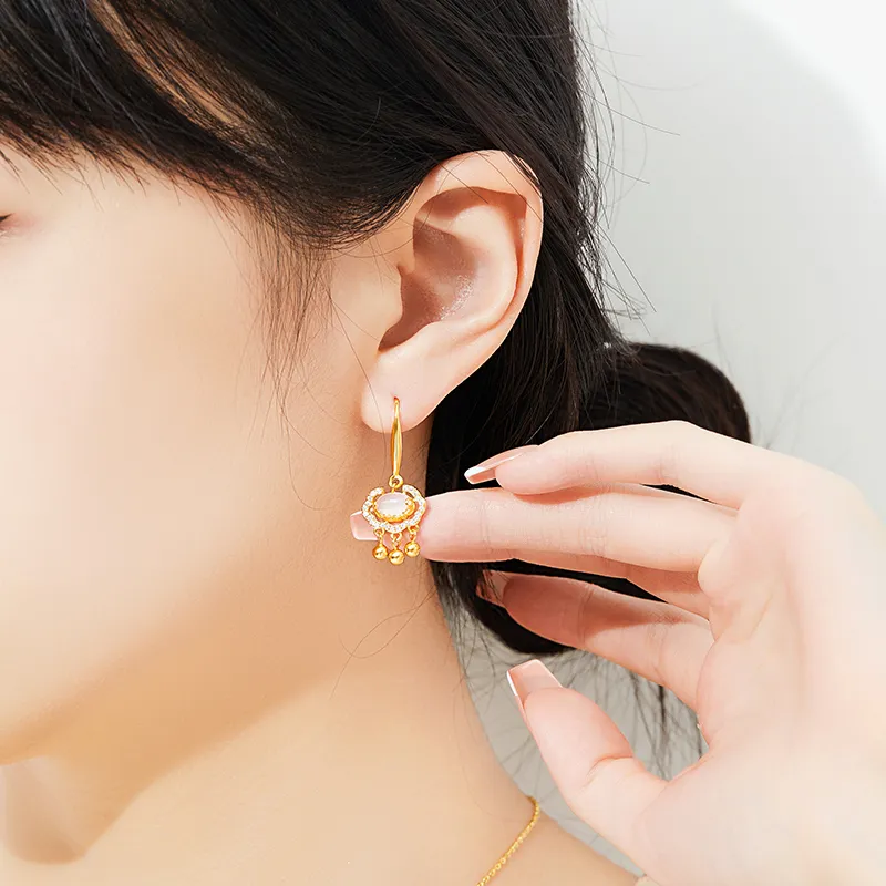 Mom's Gift Chalcedony Earrings Women's-3