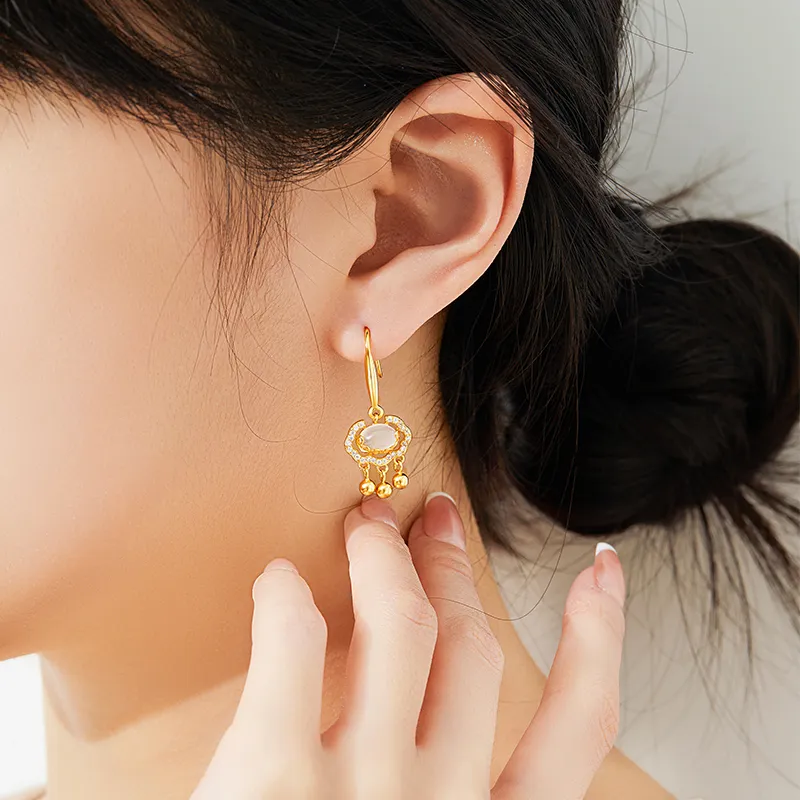 Mom's Gift Chalcedony Earrings Women's-5