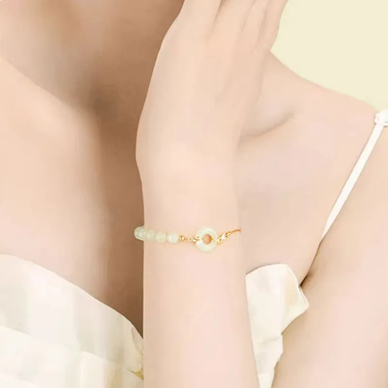 Mom's Gift Bracelets Pale Greenish White Jade Women's-7
