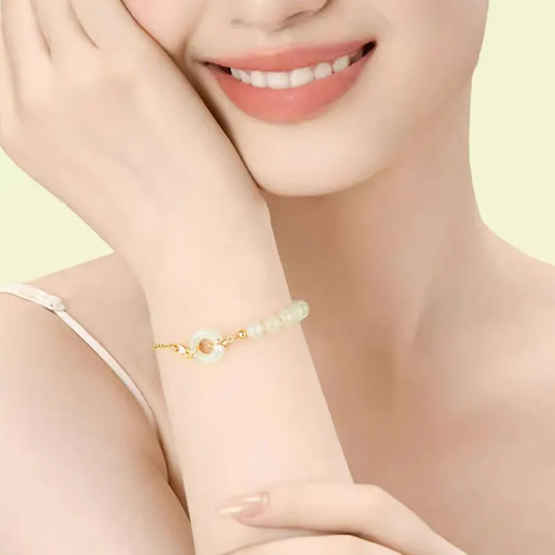 Mom's Gift Bracelets Pale Greenish White Jade Women's-6