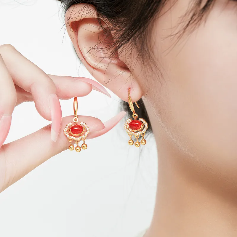 Mom's Gift Agate Jade Earrings Women's-4