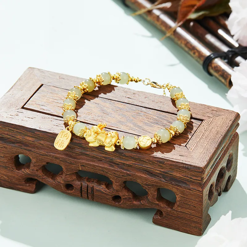 Mom's Gift Hetian Jade Bracelets Pale Greenish White Jade Women's-6