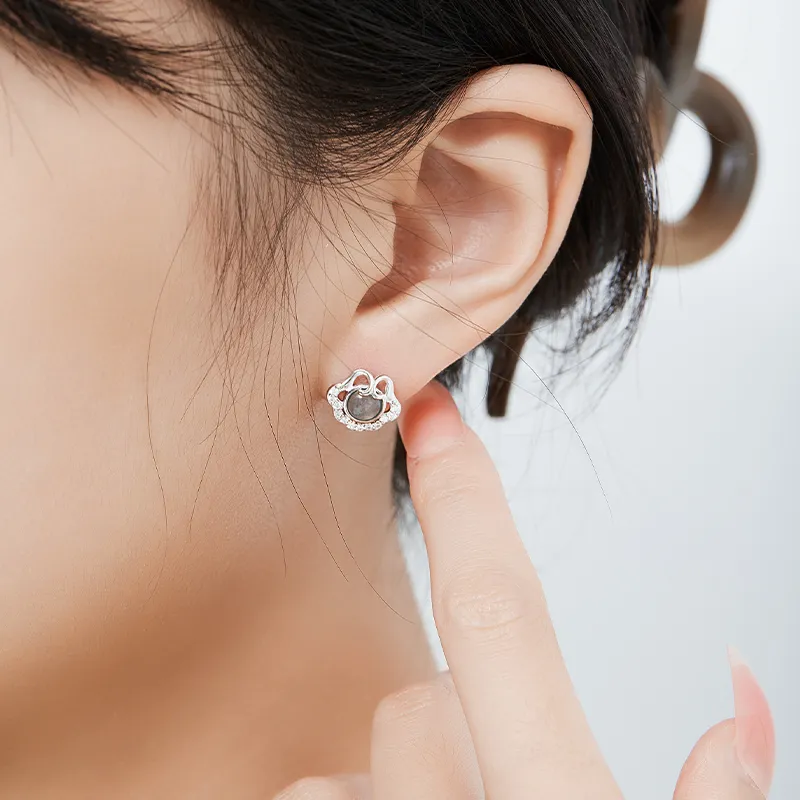 Mom's Gift Glutinous Jade Jadeite Stud Earrings Women's-12
