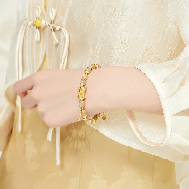 Mom's Gift Hetian Jade Bracelets Pale Greenish White Jade Women's-4