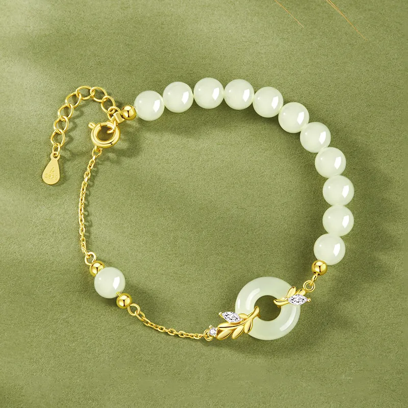 Mom's Gift Bracelets Pale Greenish White Jade Women's-4