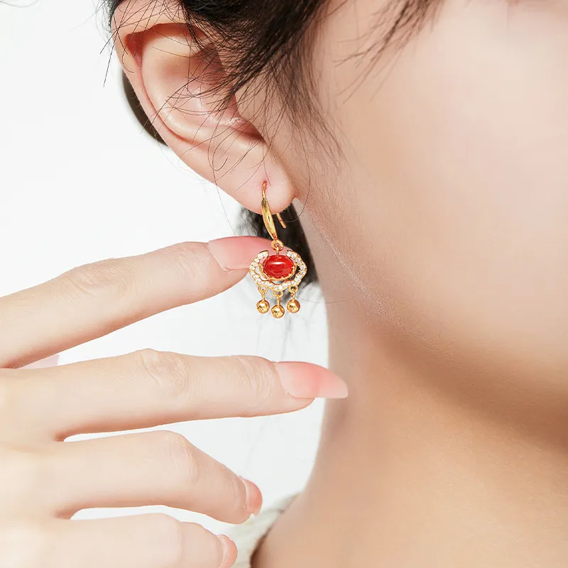 Mom's Gift Agate Jade Earrings Women's-6