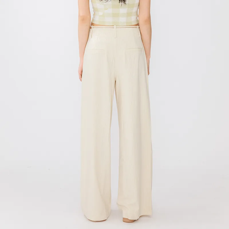 Cubic Casual Pants Women's Beige-3