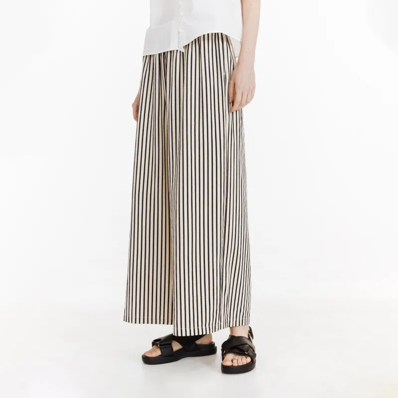 CUBIC Casual Pants Women's Black White Stripes-3