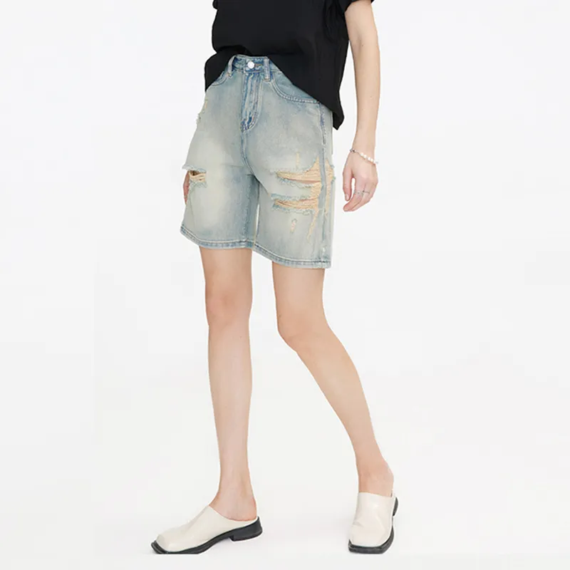 Cubic Denim Shorts Women's Blue-3