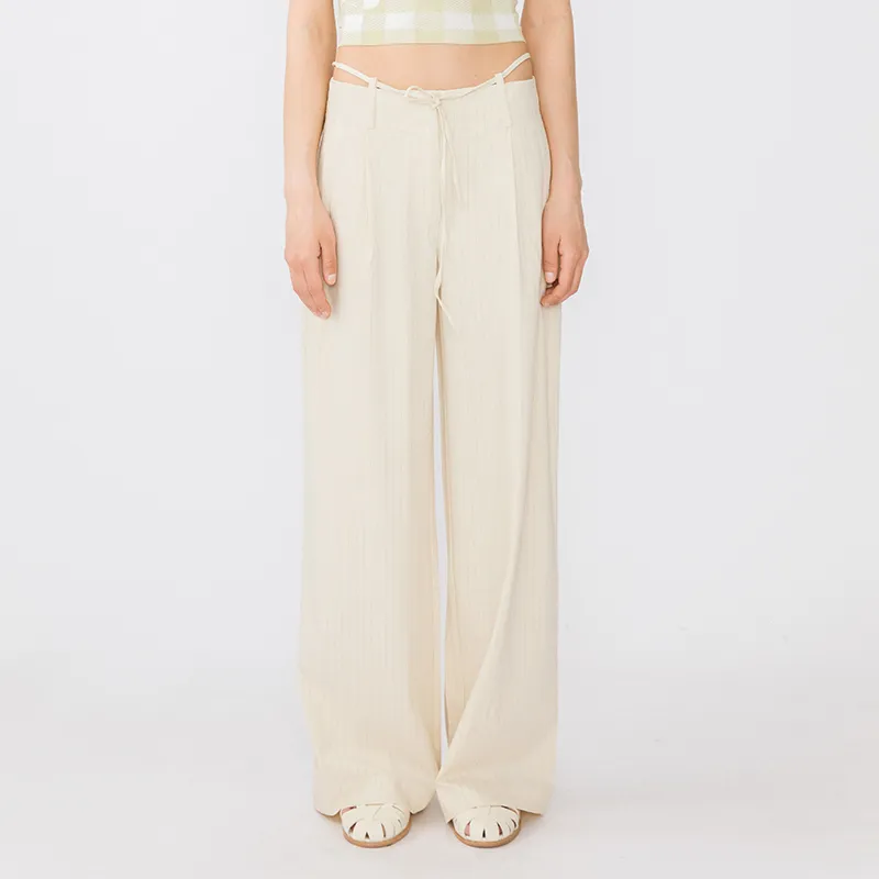 Cubic Casual Pants Women's Beige-2