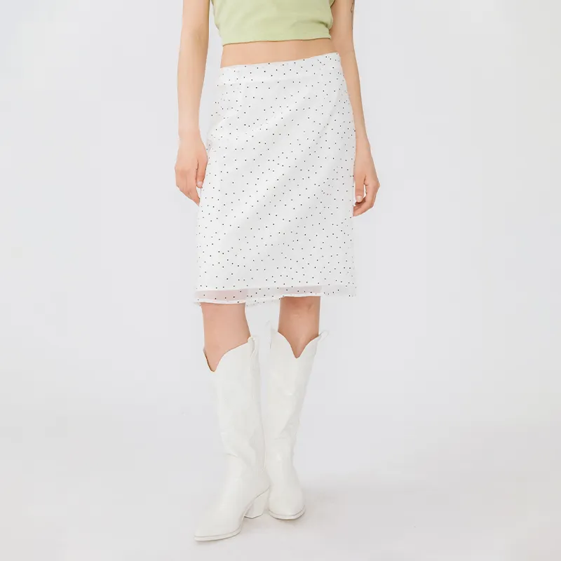 CUBIC Casual Short Skirts Women's White Polka Dot-2